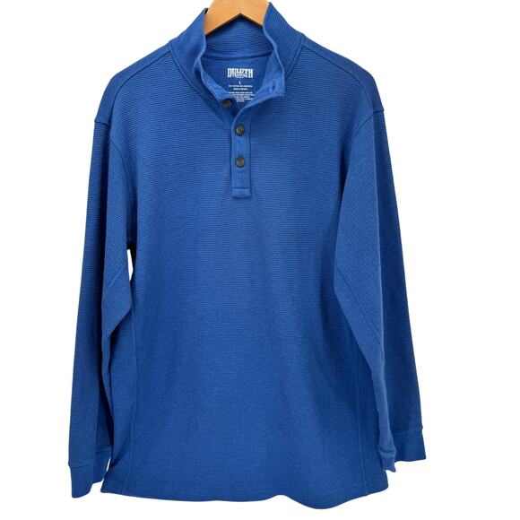 Duluth Trading Sweater Mens Large Royal Blue Waffle Knit Henley Pullover Thermal - Picture 1 of 5